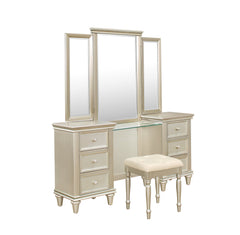 Celandine Silver Vanity Stool - Ornate Home