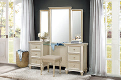 Celandine Silver Vanity Stool - Ornate Home