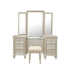 Celandine Silver Vanity Stool - Ornate Home