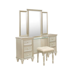 Celandine Silver Vanity Stool - Ornate Home