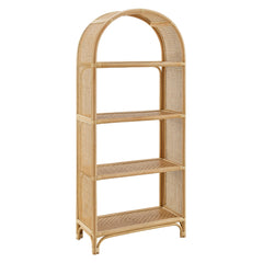 Celeste 67 Inch Tall Arched Natural Rattan Bookshelf - Ornate Home