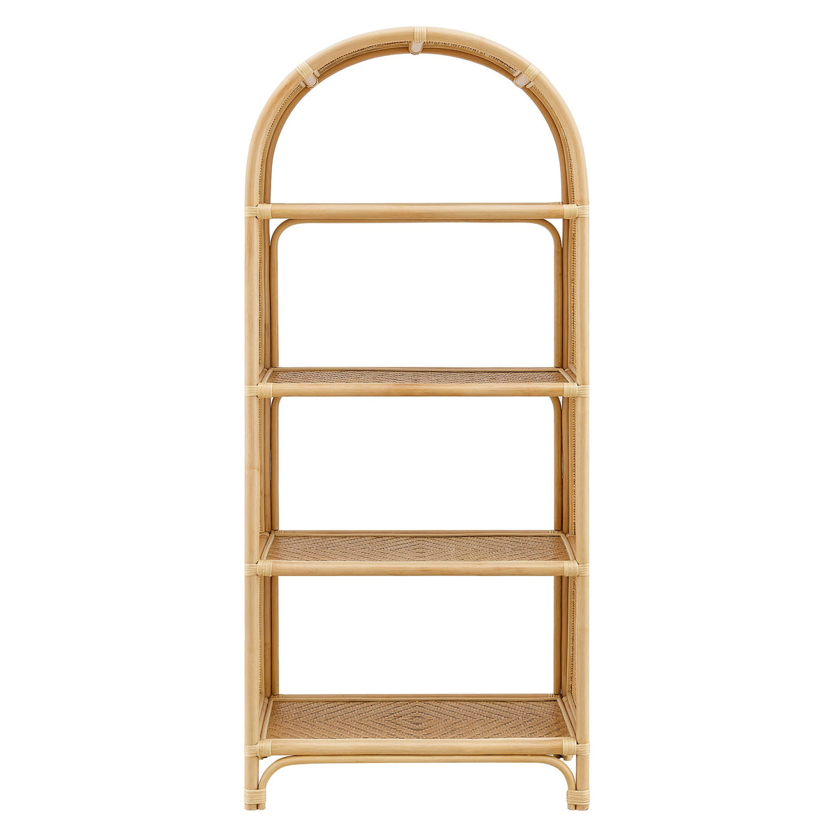 Celeste 67 Inch Tall Arched Natural Rattan Bookshelf - Ornate Home