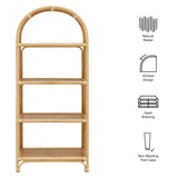 Celeste 67 Inch Tall Arched Natural Rattan Bookshelf - Ornate Home