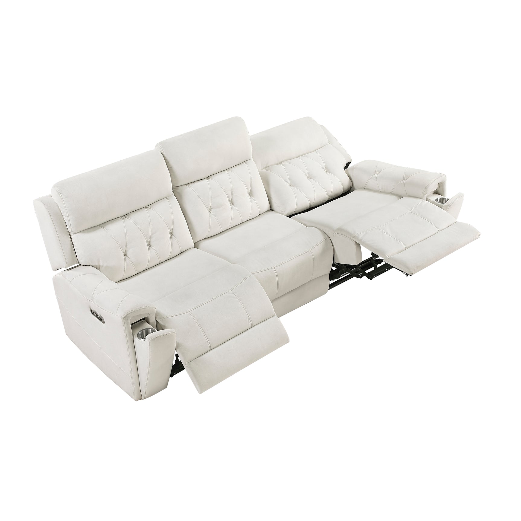 Celeste Beige Power Double Reclining Sofa with Power Headrests - Ornate Home