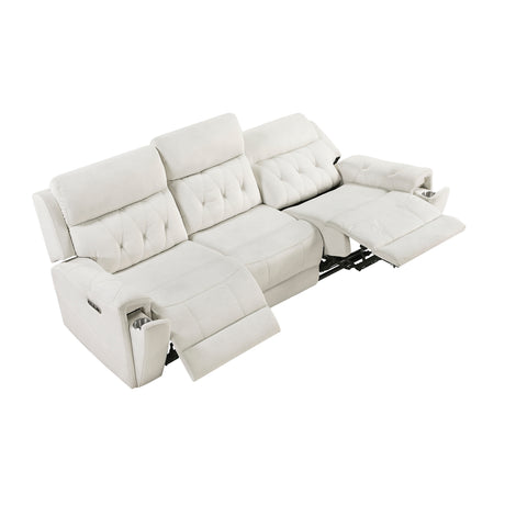Celeste Beige Power Double Reclining Sofa with Power Headrests - Ornate Home