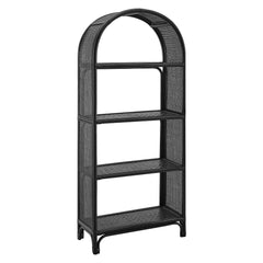 Celeste Black 67 Inch Tall Arched Natural Rattan Bookshelf - Ornate Home