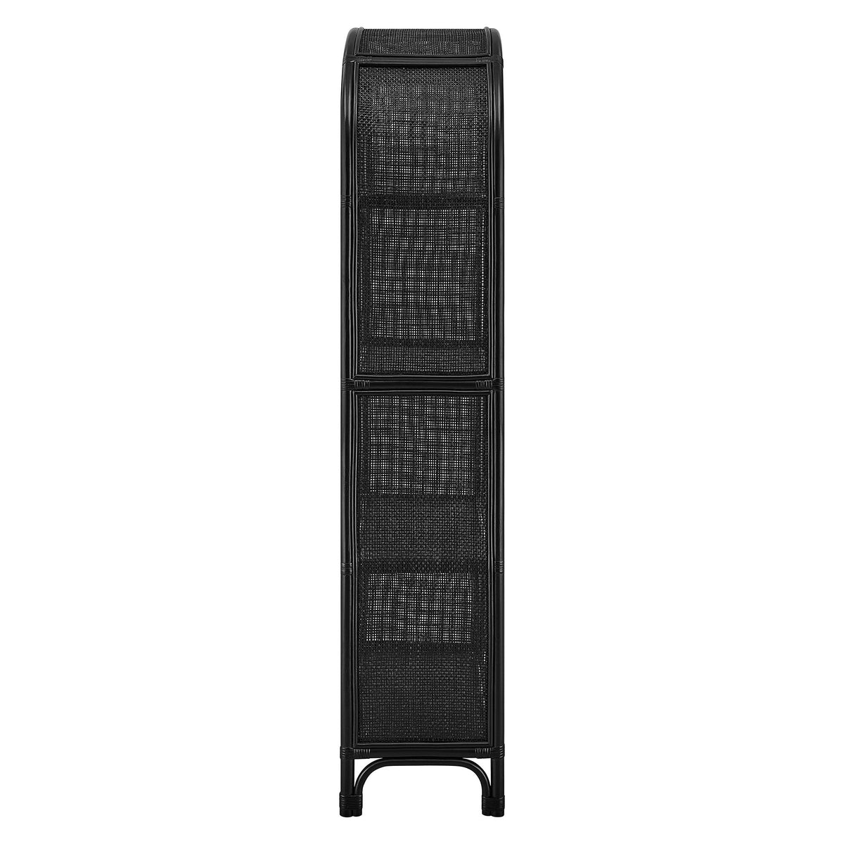 Celeste Black 67 Inch Tall Arched Natural Rattan Bookshelf - Ornate Home