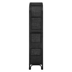 Celeste Black 67 Inch Tall Arched Natural Rattan Bookshelf - Ornate Home