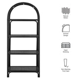 Celeste Black 67 Inch Tall Arched Natural Rattan Bookshelf - Ornate Home