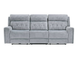 Celeste Gray Power Double Reclining Sofa with Power Headrests - Ornate Home