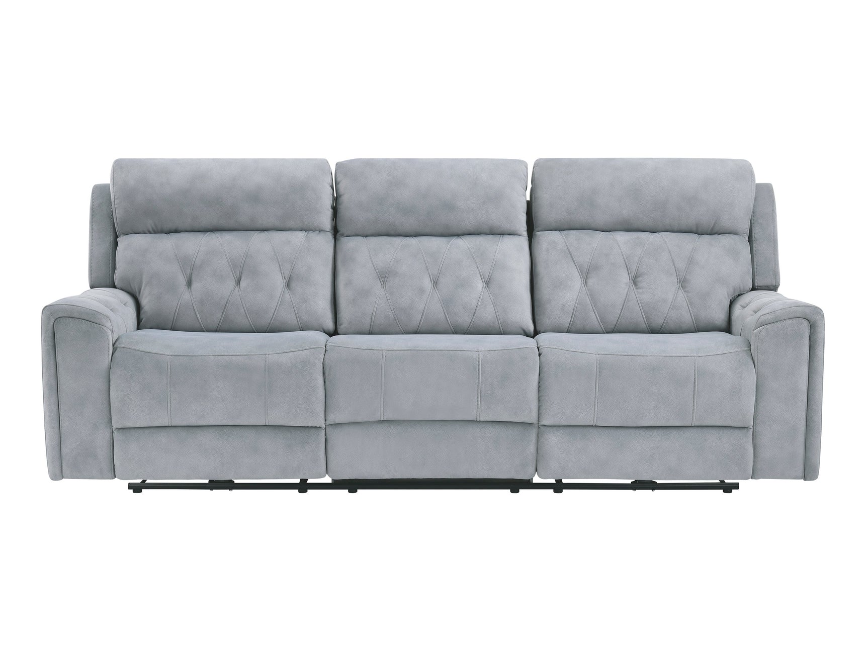 Celeste Gray Power Double Reclining Sofa with Power Headrests - Ornate Home