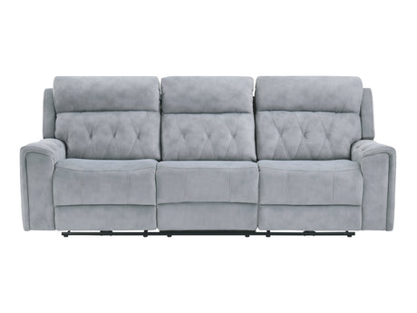 Celeste Gray Power Double Reclining Sofa with Power Headrests - Ornate Home