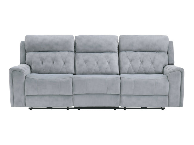 Celeste Gray Power Double Reclining Sofa with Power Headrests - Ornate Home
