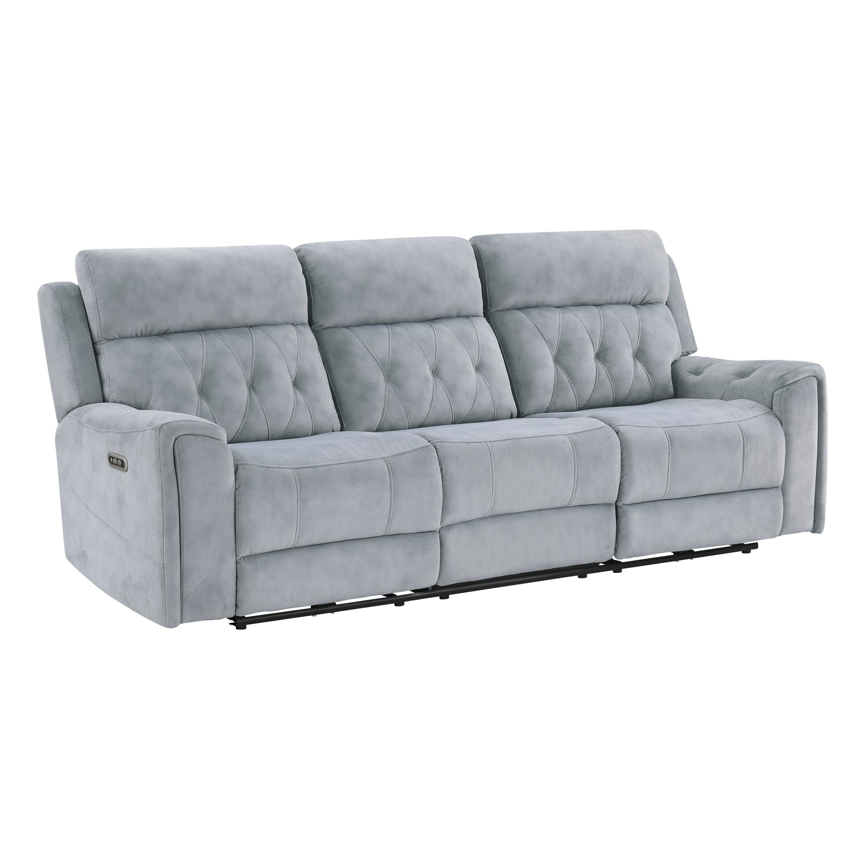 Celeste Gray Power Double Reclining Sofa with Power Headrests - Ornate Home