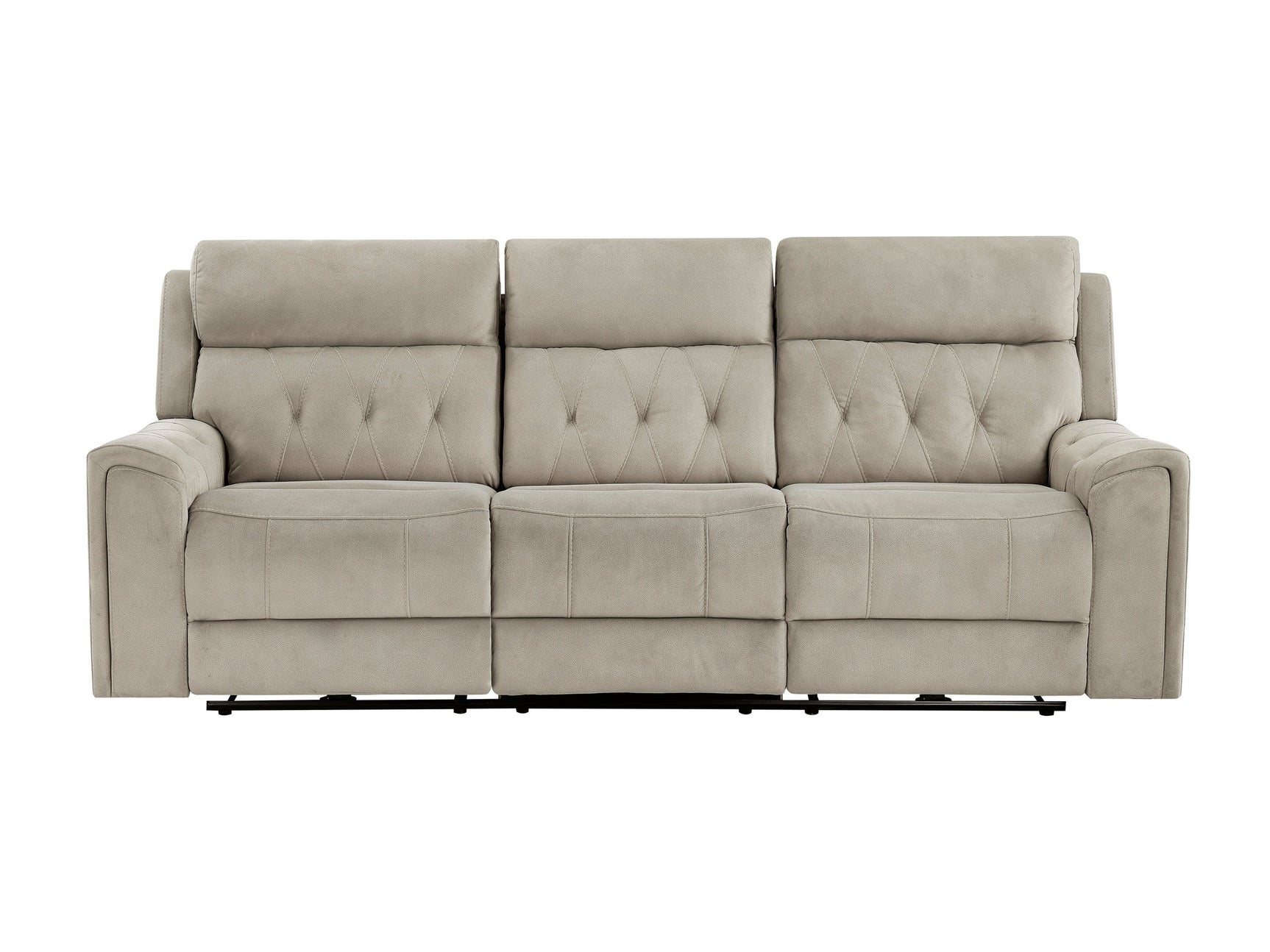 Celeste Taupe Power Double Reclining Sofa with Power Headrests - Ornate Home