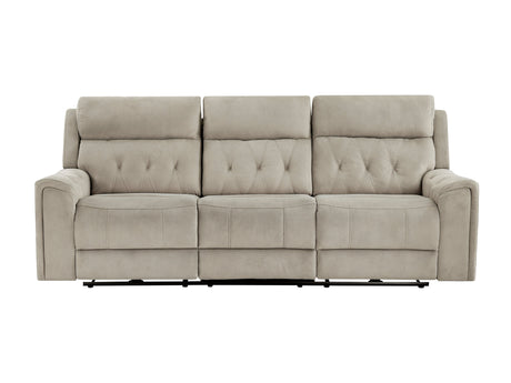 Celeste Taupe Power Double Reclining Sofa with Power Headrests - Ornate Home