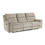 Celeste Taupe Power Double Reclining Sofa with Power Headrests - Ornate Home