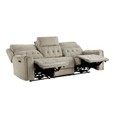 Celeste Taupe Power Double Reclining Sofa with Power Headrests - Ornate Home