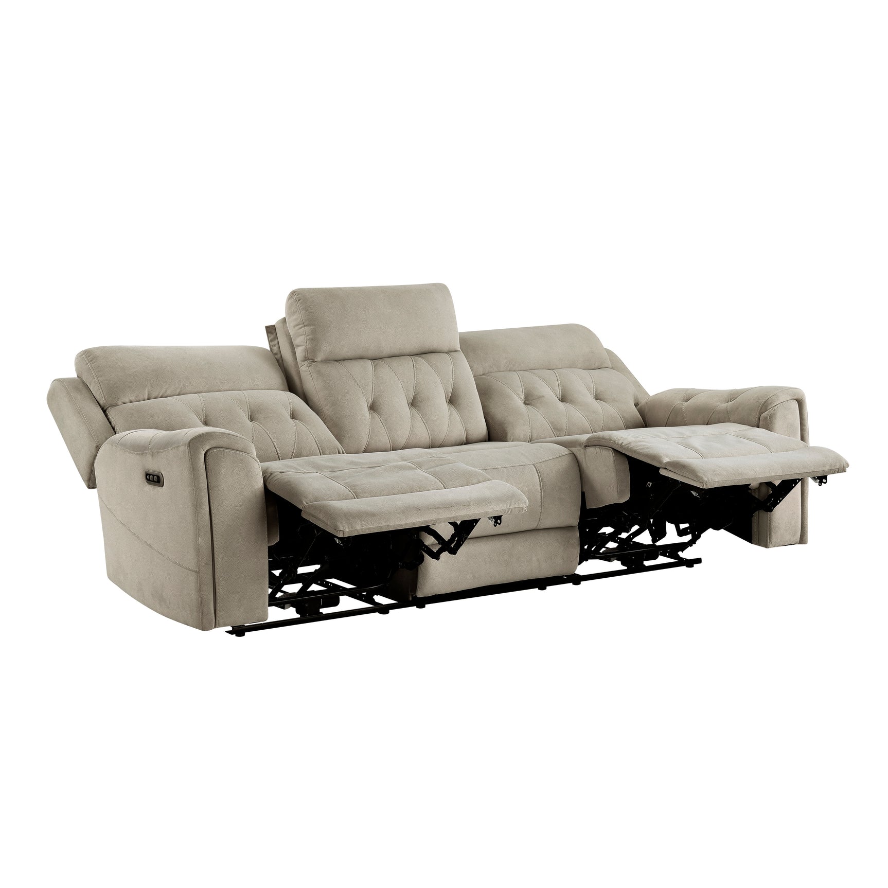 Celeste Taupe Power Double Reclining Sofa with Power Headrests - Ornate Home