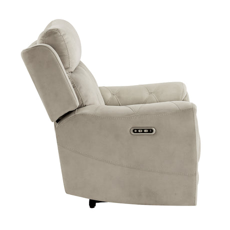 Celeste Taupe Power Reclining Chair with Power Headrest - Ornate Home