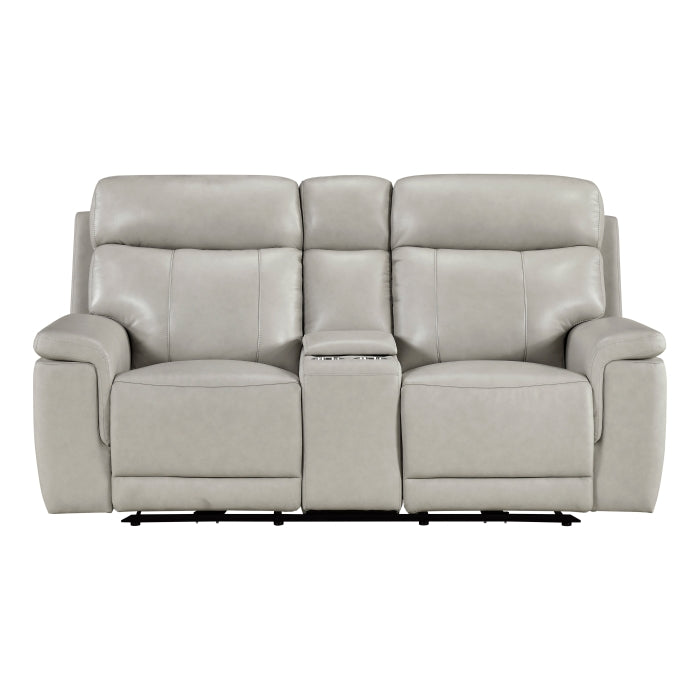 Celestia Beige Power Double Reclining Loveseat With Power Headrest And Center Console - Ornate Home