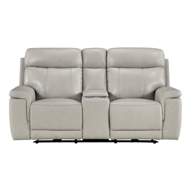 Celestia Beige Power Double Reclining Loveseat With Power Headrest And Center Console - Ornate Home