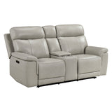 Celestia Beige Power Double Reclining Loveseat With Power Headrest And Center Console - Ornate Home