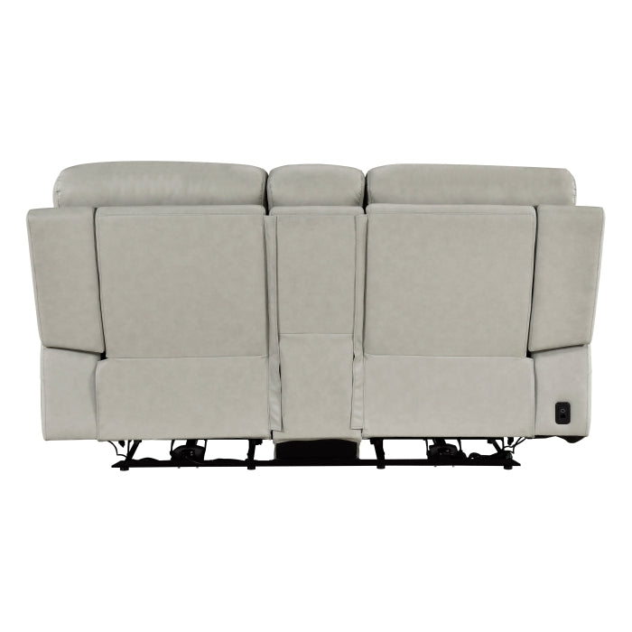 Celestia Beige Power Double Reclining Loveseat With Power Headrest And Center Console - Ornate Home