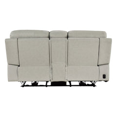 Celestia Beige Power Double Reclining Loveseat With Power Headrest And Center Console - Ornate Home