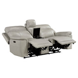Celestia Beige Power Double Reclining Loveseat With Power Headrest And Center Console - Ornate Home