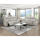 Celestia Beige Power Double Reclining Loveseat With Power Headrest And Center Console - Ornate Home