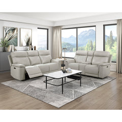 Celestia Beige Power Double Reclining Loveseat With Power Headrest And Center Console - Ornate Home