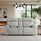 Celestia Beige Power Double Reclining Loveseat With Power Headrest And Center Console - Ornate Home