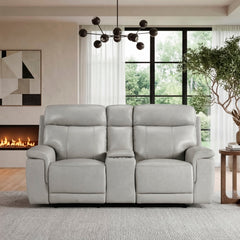 Celestia Beige Power Double Reclining Loveseat With Power Headrest And Center Console - Ornate Home