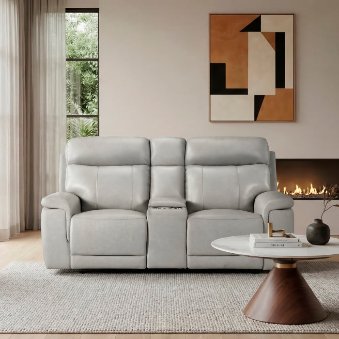 Celestia Beige Power Double Reclining Loveseat With Power Headrest And Center Console - Ornate Home