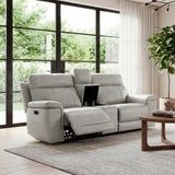 Celestia Beige Power Double Reclining Loveseat With Power Headrest And Center Console - Ornate Home