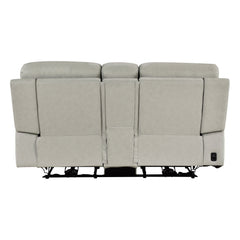 Celestia Beige Power Double Reclining Loveseat With Power Headrest And Center Console - Ornate Home