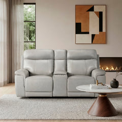 Celestia Beige Power Double Reclining Loveseat With Power Headrest And Center Console - Ornate Home