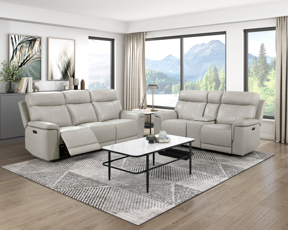 Celestia Beige Power Double Reclining Sofa With Power Headrest - Ornate Home