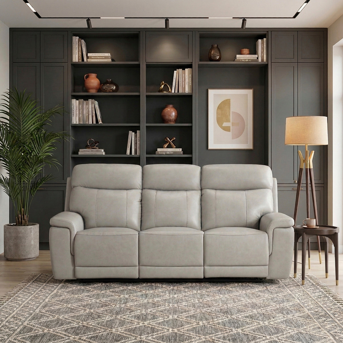 Celestia Beige Power Double Reclining Sofa With Power Headrest - Ornate Home