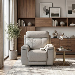 Celestia Beige Power Glider Reclining Chair With Power Headrest - Ornate Home
