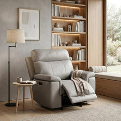 Celestia Beige Power Glider Reclining Chair With Power Headrest - Ornate Home