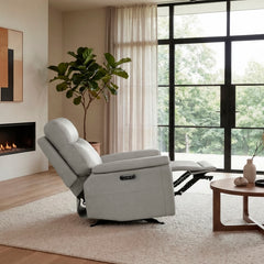 Celestia Beige Power Glider Reclining Chair With Power Headrest - Ornate Home