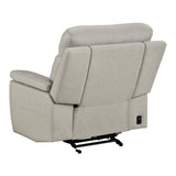 Celestia Beige Power Glider Reclining Chair With Power Headrest - Ornate Home