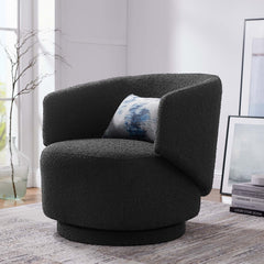 Celestia Black Boucle Fabric Swivel Chair - Ornate Home
