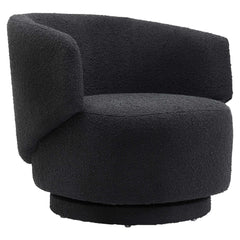 Celestia Black Boucle Fabric Swivel Chair - Ornate Home