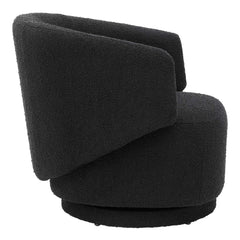 Celestia Black Boucle Fabric Swivel Chair - Ornate Home