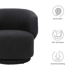 Celestia Black Boucle Fabric Swivel Chair - Ornate Home