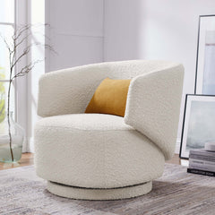 Celestia Ivory Boucle Fabric Swivel Chair - Ornate Home