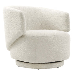 Celestia Ivory Boucle Fabric Swivel Chair - Ornate Home